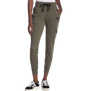 True Religion Women's Olive Green Cargo Zip Jogger Pant - Size Small